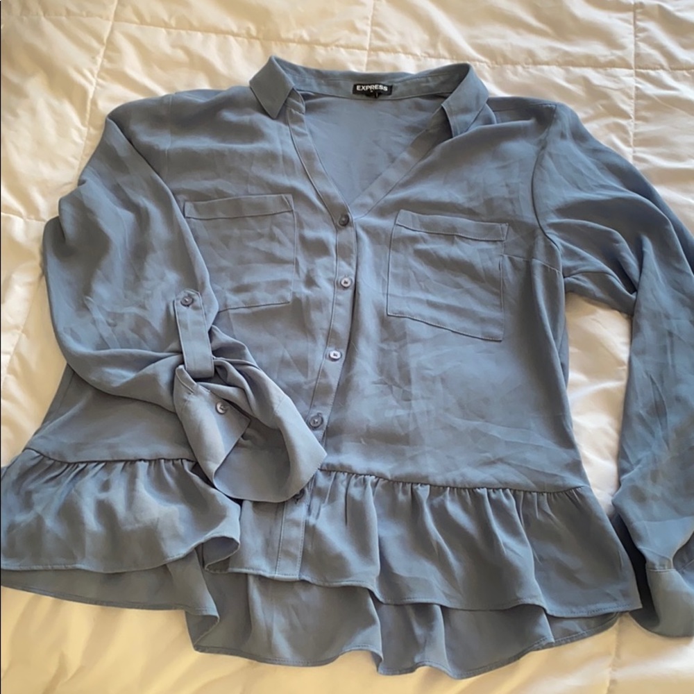 Peplum Button Up Blouse. Express.